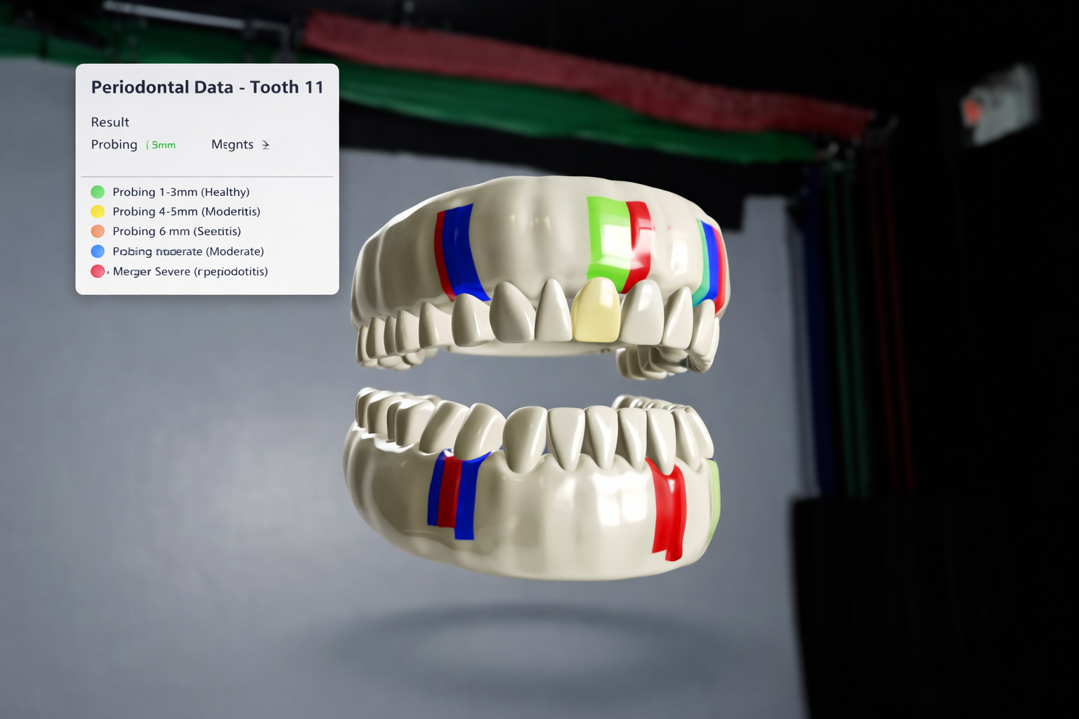 2D periodontal chart view inside the Oradentix interface.